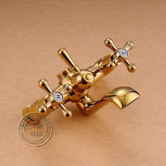 bathroom golden floor stand faucet telephone type bath shower mixer brass shower set luxury bathtub tap hj-5021