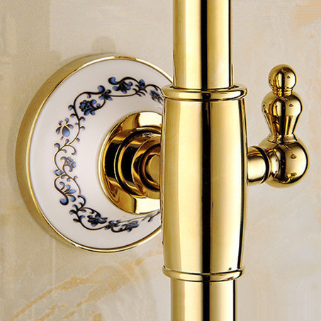 fashion wall mounted rainfall shower set faucet golden 8" rain showerhead + handheld shower yls5876a