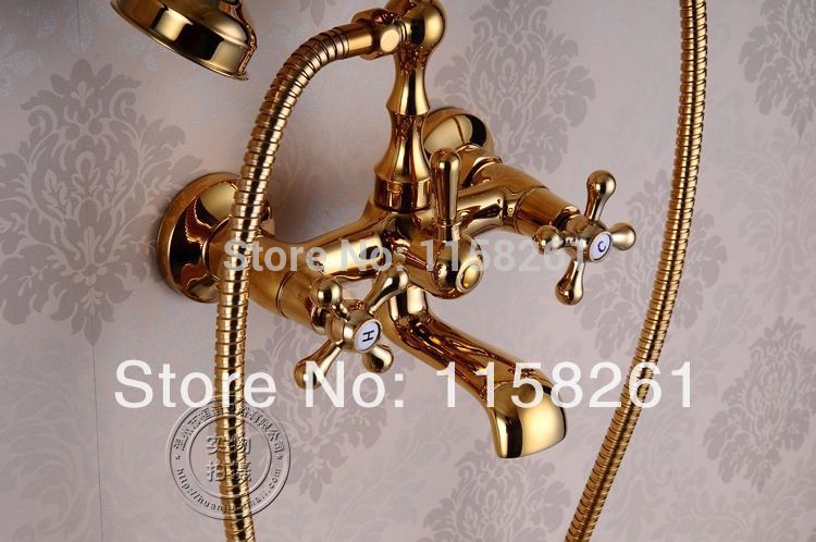 gold plate bathroom single handle wall mounted bathtub shower set mixer set faucet tap bathroom shower hj-5011