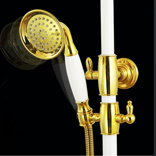 golden brass rain shower heads bathroom shower set faucet mixer with handheld shower sprayer lx-2037