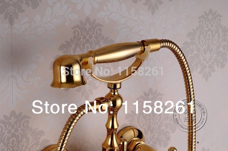 luxury antique style gold color bath tub faucet ceramic handle & handheld shower head faucet mixer tap hj*5014