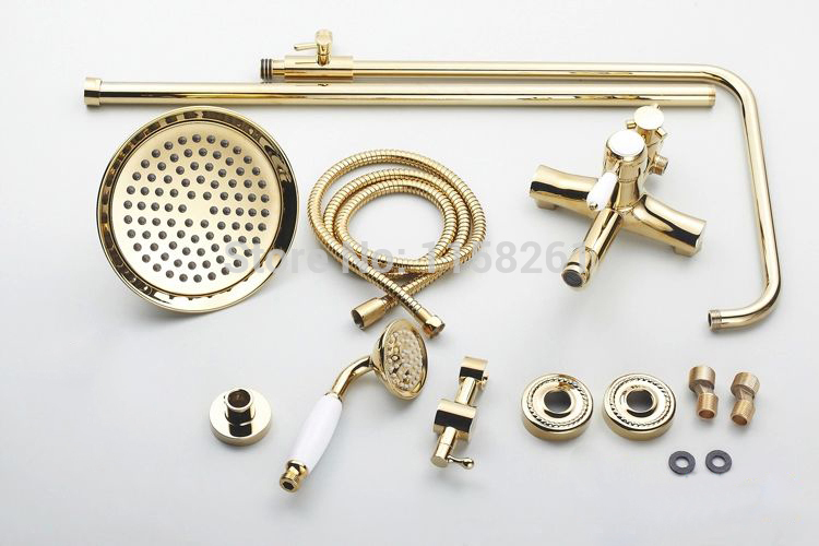 luxury antique brass copper rainfall shower faucet set plating palace royal householdwall mountedhj3007k-a - Click Image to Close