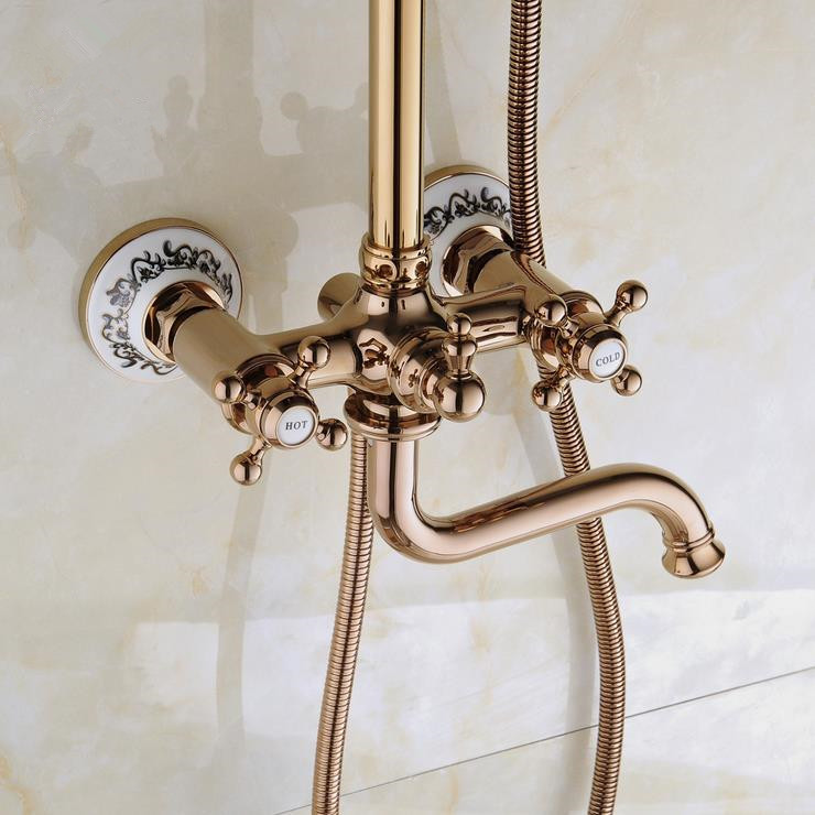 ! new wall mounted golden shower faucet bathtub mixer tap with ceramic hand shower yls5876c