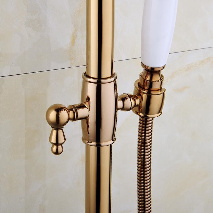 ! new wall mounted golden shower faucet bathtub mixer tap with ceramic hand shower yls5876c