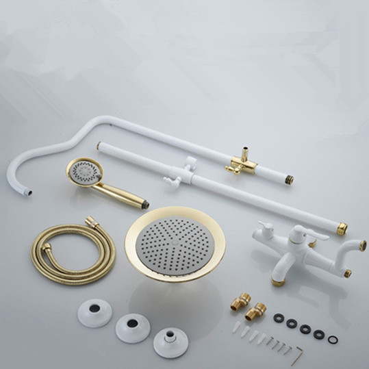 whole and retail promotion luxury wall mounted white painting golden brass bathroom shower faucet tub mixer yls5849-e