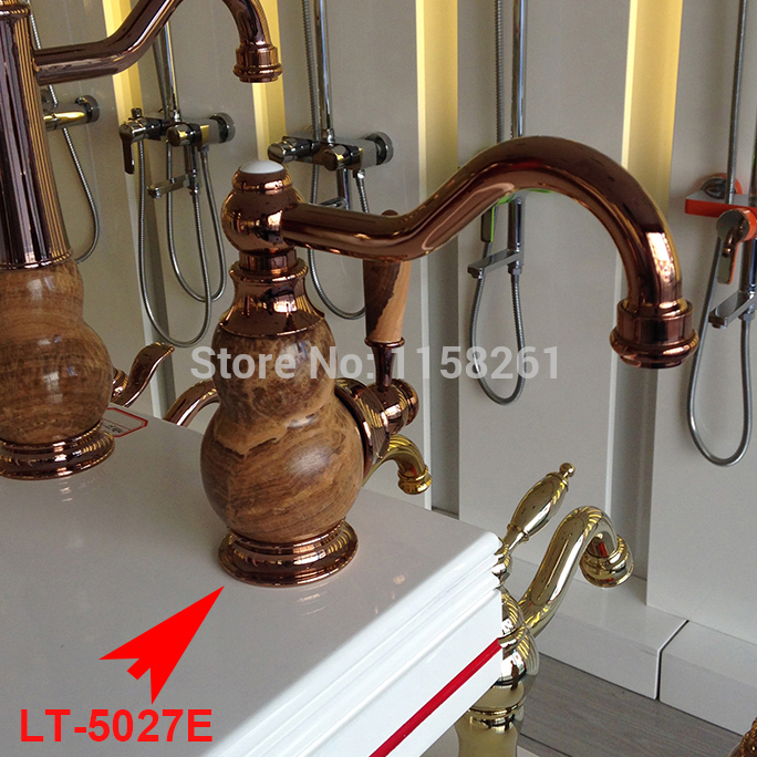 360degree rotating brass torneira cozinha kitchen faucets cold water rose gold basin sink taps mixers lt-5027e