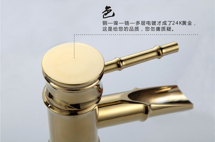 bamboo golden waterfall kitchen basin sink deck mounted single hole ceramic single hole faucet tap mixer tap faucet 6659k