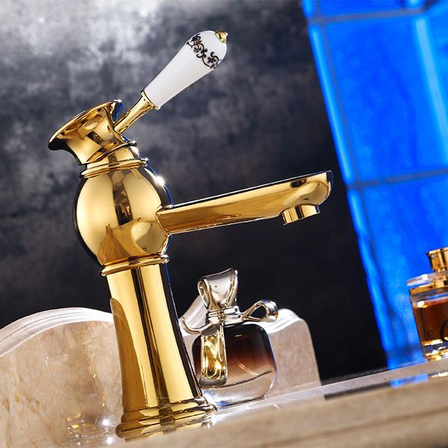 bathroom faucet mixers golden finish brass basin sink faucet ceramic single handle bath mixer taps 9004k