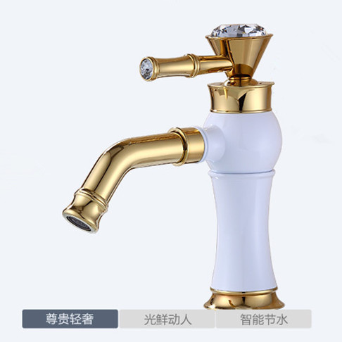 bathroom faucets crystal handles faucet for bathroom basin sink golden +white single handle water tap al-325w
