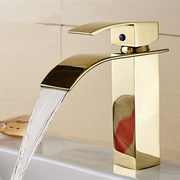 brand new polished basin sink waterfall tap, single lever single hole deck mounted basin waterfall faucet mixer lt- 503-1