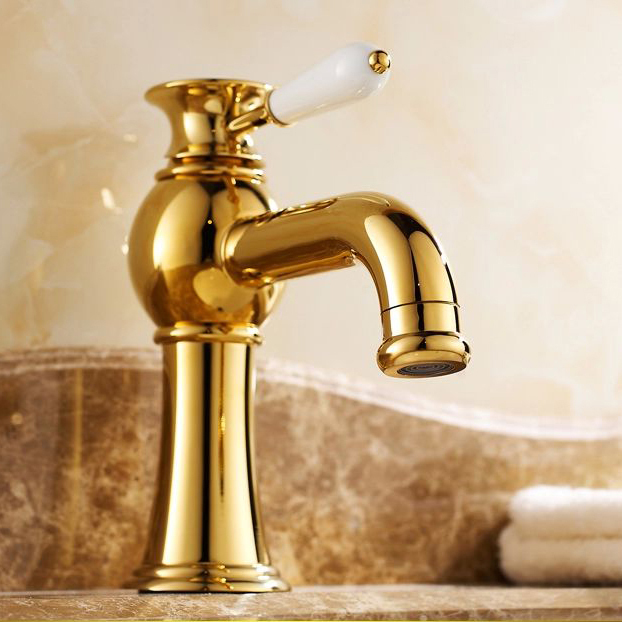 !classic basin gold colour taps. deck-mounted single ceramic handle bathroom mixer faucet bathroom tap se-1311ak