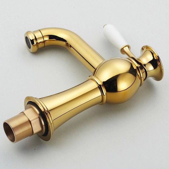 !classic basin gold colour taps. deck-mounted single ceramic handle bathroom mixer faucet bathroom tap se-1311ak - Click Image to Close