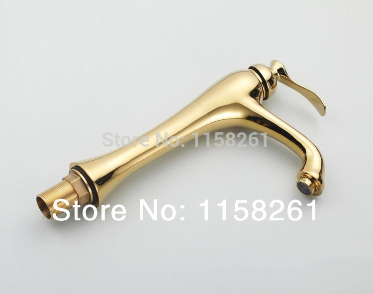 contemporary centerset single hole single handle brass basin faucet mixer tap golden finish bath faucets hj-6639k