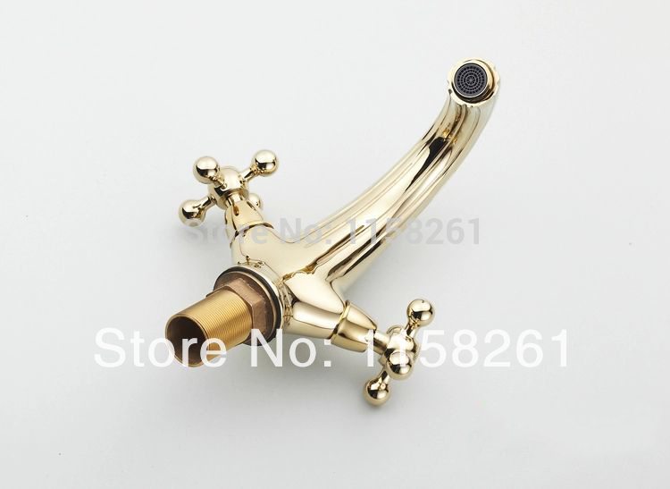 contemporary concise bathroom faucet golden polished brass basin sink faucet dual handle bath mixer hj-6653k