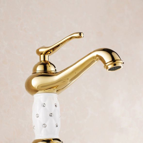 euro gold finish luxury bathroom basin faucet small single handle with diamond vanity sink mixer water tap 815k