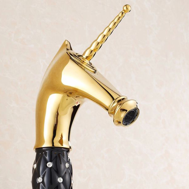 euro gold finish luxury bathroom basin horse head faucet single handle with diamond vanity sink mixer tap 818kb
