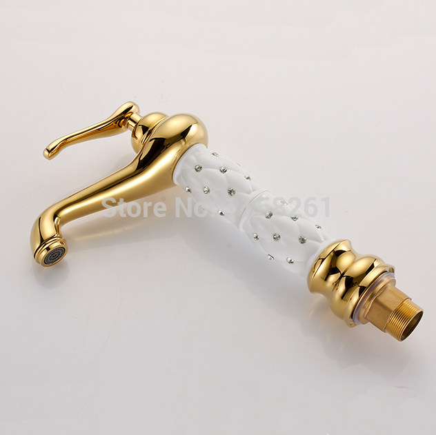 golden brass bathroom basin faucet vanity sink white mixer tap single handle al-7202k
