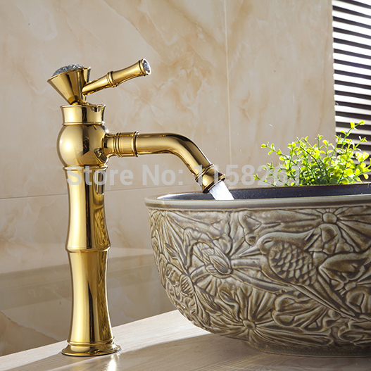 golden polished faucet single handle solid brass faucet bathroom basin mixer tap al-7308k
