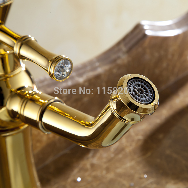high-grade elegant countertop bathroom basin faucet golden swivel spout basin mixer taps al-7307k