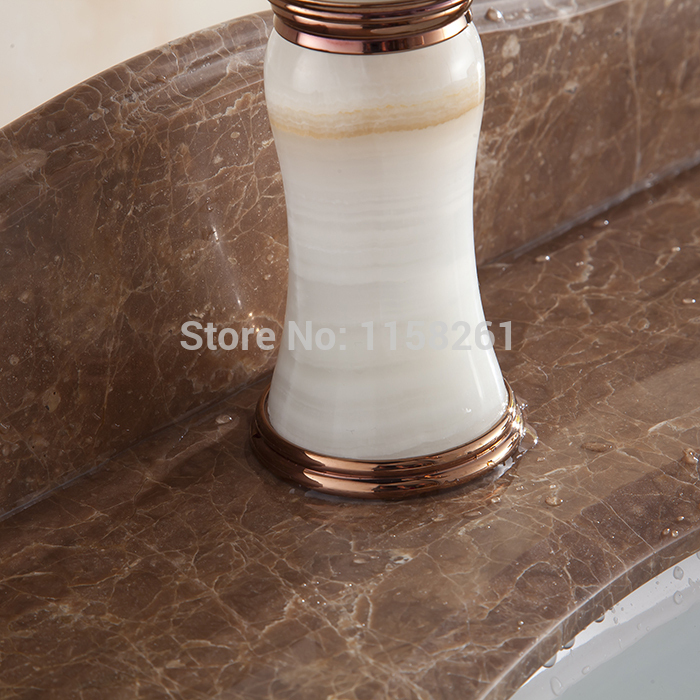 luxury design rose gold color brass and marble basin faucet tap bathroom single handle al-8902e