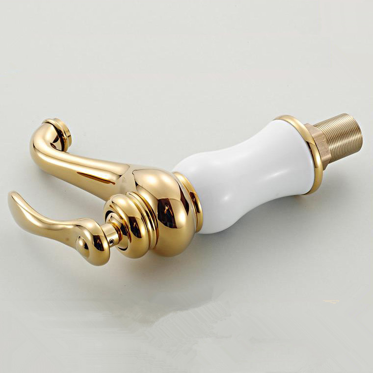 modern bathroom golden brass white colour finished basin faucet single handle sink mixer tap qx-9005