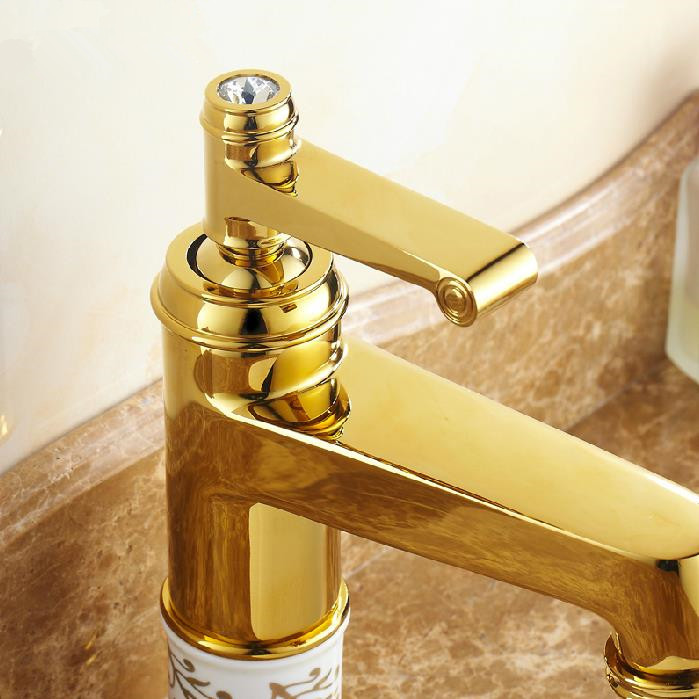 modern bathroom products golden finished and cold water stage basin faucet mixer,single handle jr-805-1k