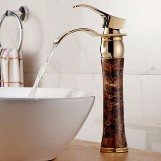new bathroom bowlder faucet jade tap ceramic waterfall sink mixer tap single handle basin tap h-001a
