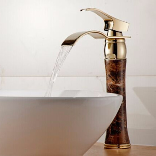 new bathroom bowlder faucet jade tap ceramic waterfall sink mixer tap single handle basin tap h-001a