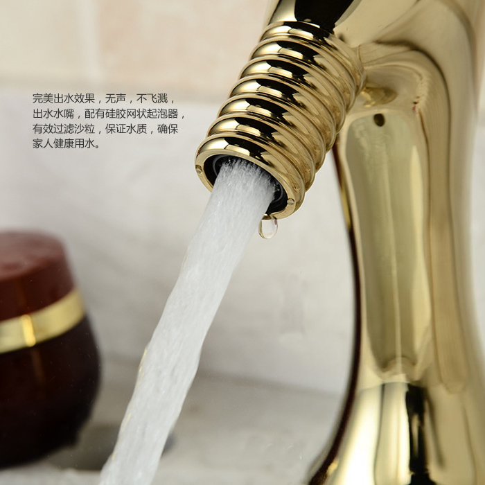 new fashion golden brass basin faucet deck mounted bathroom faucet single handle banheiro torneira m-95