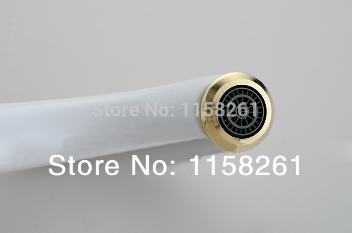 new model fashion brass white body gold dual handles painting cold & water tap bathroom basin faucet sink tap wf-6083