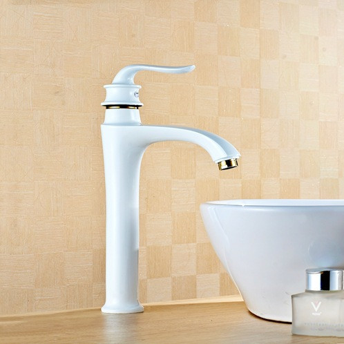 ! new white paint bathroom basin faucet golden spout sink mixer tap single handle yls5889-22e - Click Image to Close