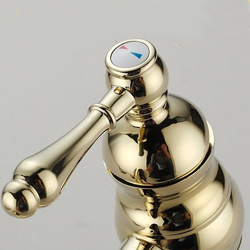 new whole promotion solid brass deck mounted waterfall bathroom faucet single handle golden mixer se-1305ck - Click Image to Close