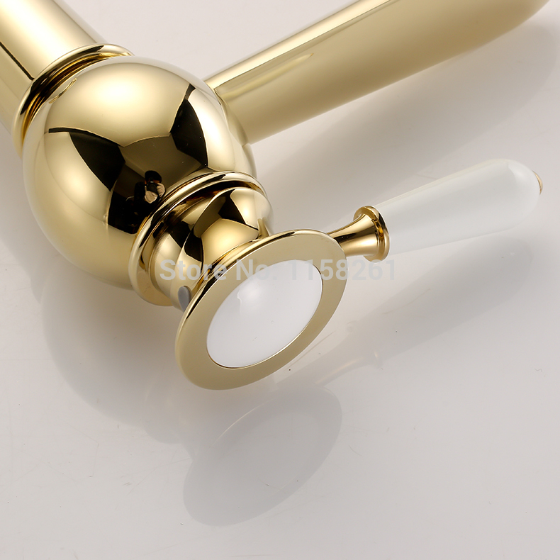 promotion new golden brass bathroom basin faucet single handle hole sink mixer tap al-7508k