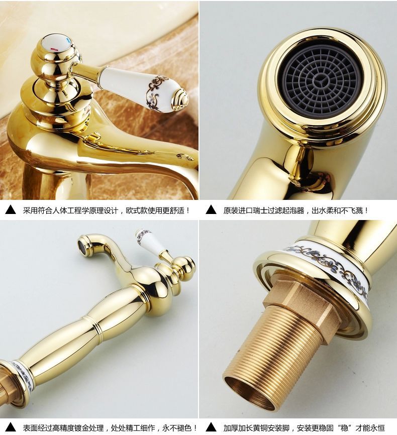 selling bathroom faucet mixers golden finish brass basin sink faucet single handle bath mixer taps 2020k