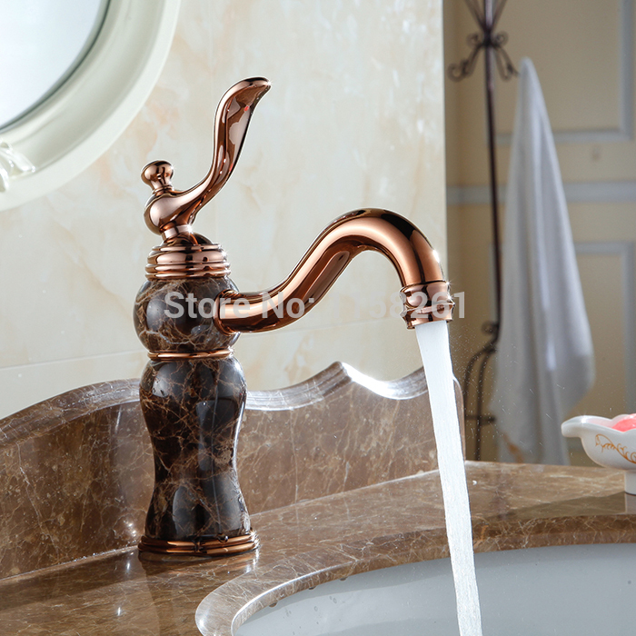 unique design deck mounted rose golden color basin faucets single handle cold bathroom vessel sink mixer taps al-8908e
