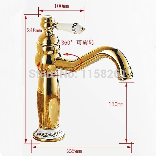 water taps for bathroom/ basin sink tap,single lever single hole deck mounted basin golden faucet m-27k