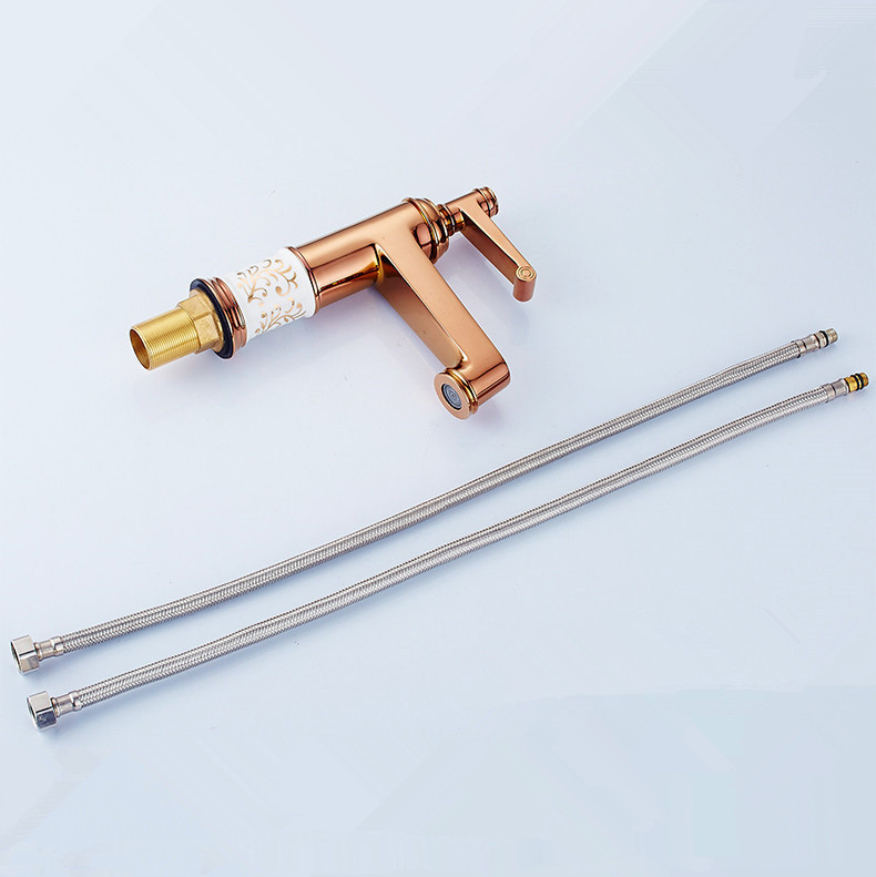 whole all copper rose gold golden basin faucet and cold water basin faucet new faucet jr-805e
