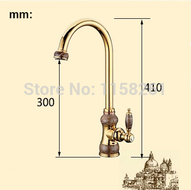brass torneira cozinha with marble kitchen faucet/single handle gold finish basin sink mixers taps u-01