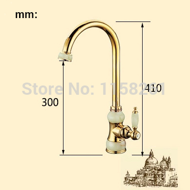 brass torneira cozinha with marble kitchen faucet/single handle gold finish basin sink mixers taps u-02