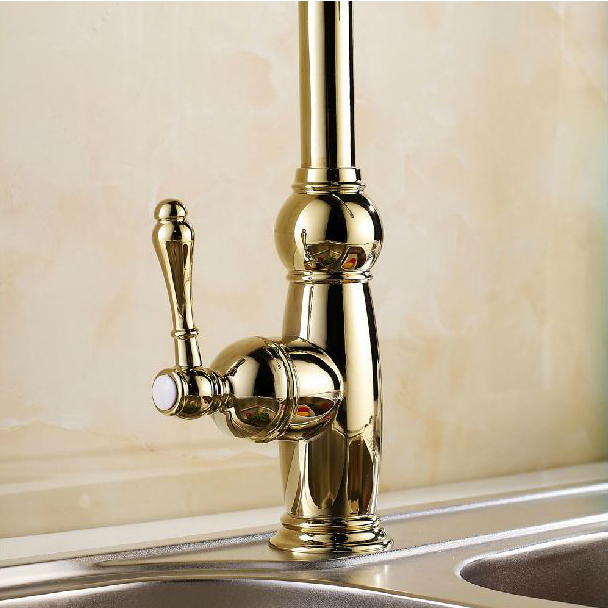 golden brass finishing kitchen faucets kitchen tap basin faucets single hand and cold wash basin tap 9813