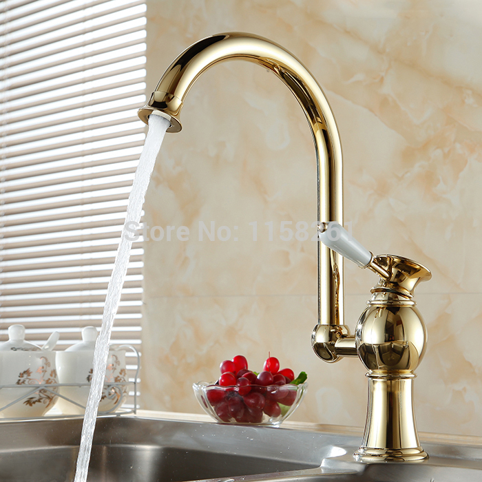 luxury golden brass kitchen faucets tap single hand and cold wash basin mixer water tap novelty dl-9005