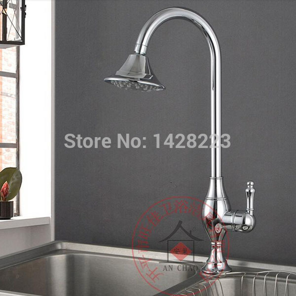 creative deck mounted waterfall sprayer kitchen sink faucet golden polished single handle and cold water
