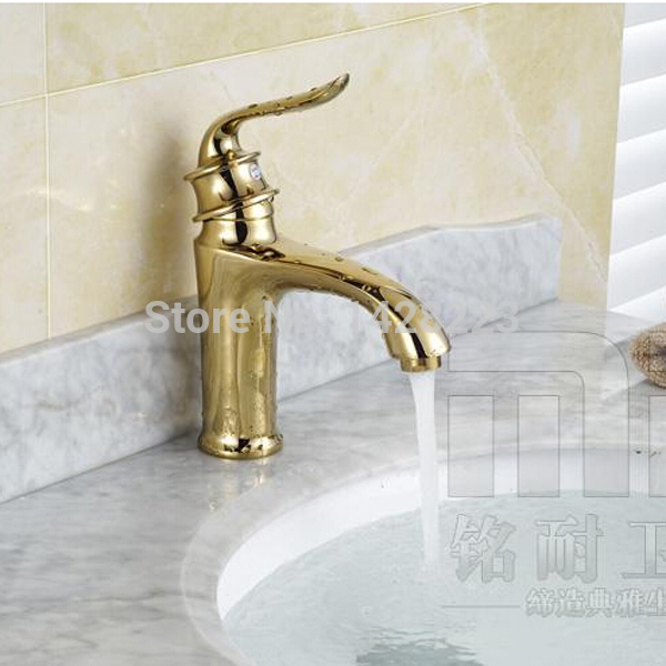 deck mounted and cold water single lever bathroom sink faucet golden brass basin mixer taps