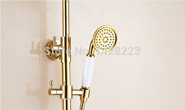 designer 8" rainfall bathroom shower set mixer faucet wall mounted shower tub faucet with handshower
