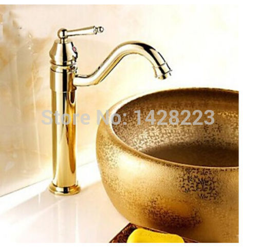 golden brass swivel spout single handle bathroom basin faucet countertop basin mixer tap