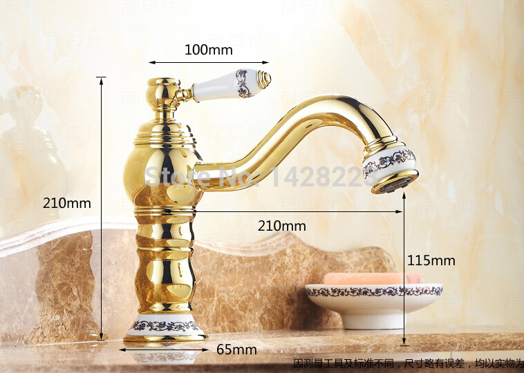 golden deck mounted long swivel spout basin sink faucet single handle brass bathroom vessel sink mixer tap
