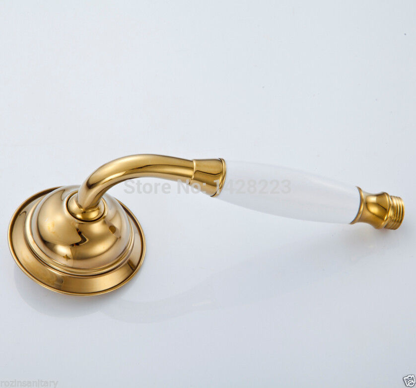good quality single handle rain shower bath faucet set with handshower golden 8" ultrathin showerhead
