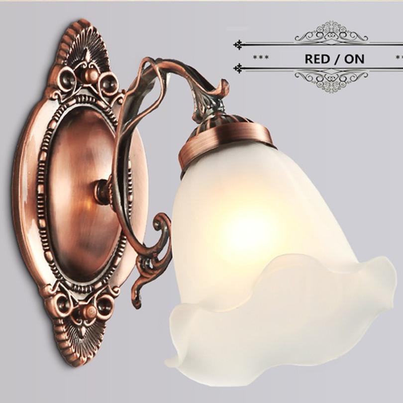2015 new fashion american vintage painted iron 1 head wall lamp european frosted glass wall lamp