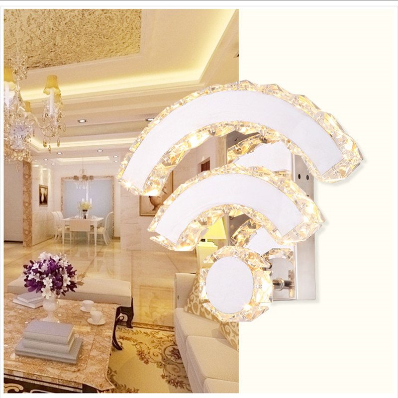 2016 special offer modern unique wifi design k9 crystal metal led wall lamp for bedroom corridor