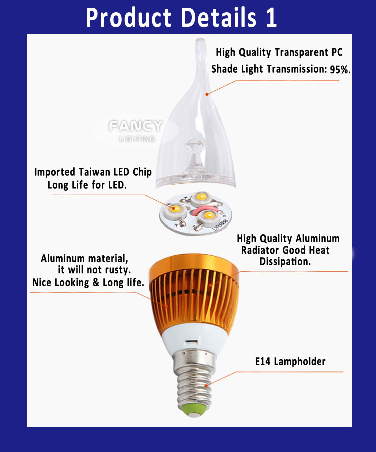 5pcs/lot led candle bulb lamp 3w e14 led bulb 220v smd2835 led light bulb for living room home decor replace halogen lamp